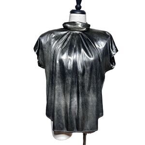City Girl by Nancy Bolen Vintage Short Sleeve Metallic Retro Blouse Large